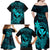 hawaii-family-matching-off-shoulder-long-sleeve-dress-and-hawaiian-shirt-hammerhead-shark-tattoo-mix-polynesian-plumeria-turquoise-version