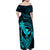 hawaii-family-matching-off-shoulder-maxi-dress-and-hawaiian-shirt-hammerhead-shark-tattoo-mix-polynesian-plumeria-turquoise-version