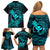 hawaii-family-matching-off-shoulder-short-dress-and-hawaiian-shirt-hammerhead-shark-tattoo-mix-polynesian-plumeria-turquoise-version