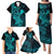 Hawaii Family Matching Puletasi Dress and Hawaiian Shirt Hammerhead Shark Tattoo Mix Polynesian Plumeria Turquoise Version LT14 - Polynesian Pride