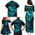 Hawaii Family Matching Puletasi Dress and Hawaiian Shirt Hammerhead Shark Tattoo Mix Polynesian Plumeria Turquoise Version LT14 - Polynesian Pride