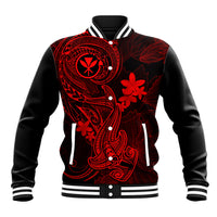 Hawaii Baseball Jacket Hammerhead Shark Tattoo Mix Polynesian Plumeria Red Version LT14 Unisex Red - Polynesian Pride