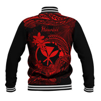 Hawaii Baseball Jacket Hammerhead Shark Tattoo Mix Polynesian Plumeria Red Version LT14 - Polynesian Pride