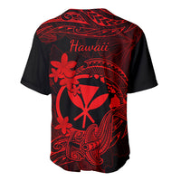 Hawaii Baseball Jersey Hammerhead Shark Tattoo Mix Polynesian Plumeria Red Version LT14 - Polynesian Pride