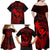 hawaii-family-matching-off-shoulder-maxi-dress-and-hawaiian-shirt-hammerhead-shark-tattoo-mix-polynesian-plumeria-red-version