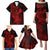 Hawaii Family Matching Puletasi Dress and Hawaiian Shirt Hammerhead Shark Tattoo Mix Polynesian Plumeria Red Version LT14 - Polynesian Pride