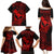 Hawaii Family Matching Puletasi Dress and Hawaiian Shirt Hammerhead Shark Tattoo Mix Polynesian Plumeria Red Version LT14 - Polynesian Pride