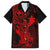 Hawaii Family Matching Puletasi Dress and Hawaiian Shirt Hammerhead Shark Tattoo Mix Polynesian Plumeria Red Version LT14 Dad's Shirt - Short Sleeve Red - Polynesian Pride