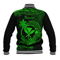Hawaii Baseball Jacket Hammerhead Shark Tattoo Mix Polynesian Plumeria Green Version LT14 - Polynesian Pride