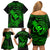 hawaii-family-matching-off-shoulder-short-dress-and-hawaiian-shirt-hammerhead-shark-tattoo-mix-polynesian-plumeria-green-version