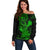 hawaii-off-shoulder-sweater-hammerhead-shark-tattoo-mix-polynesian-plumeria-green-version