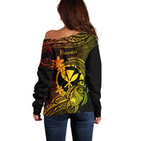 Hawaii Off Shoulder Sweater Turtle Mix Polynesian Plumeria Reggae Version LT14 - Polynesian Pride
