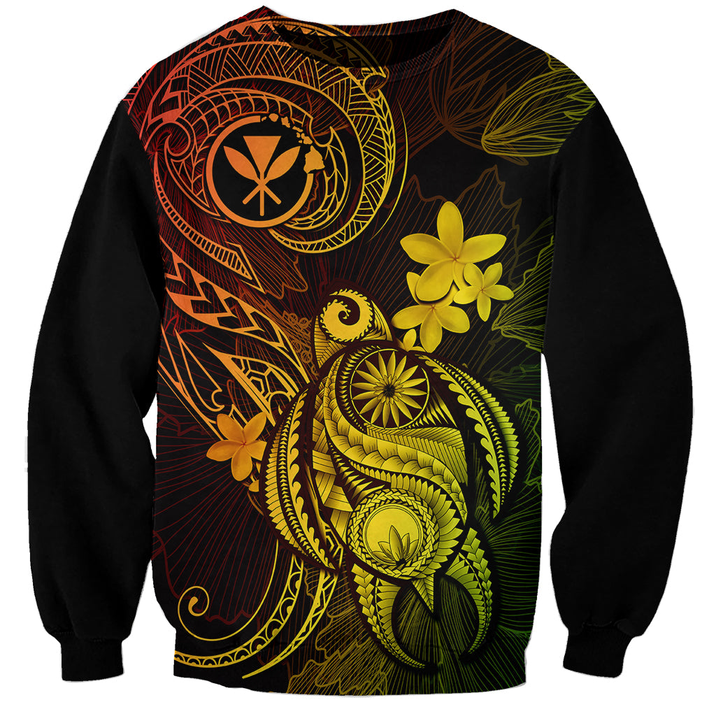 Hawaii Sweatshirt Turtle Mix Polynesian Plumeria Reggae Version LT14 Unisex Reggae - Polynesian Pride