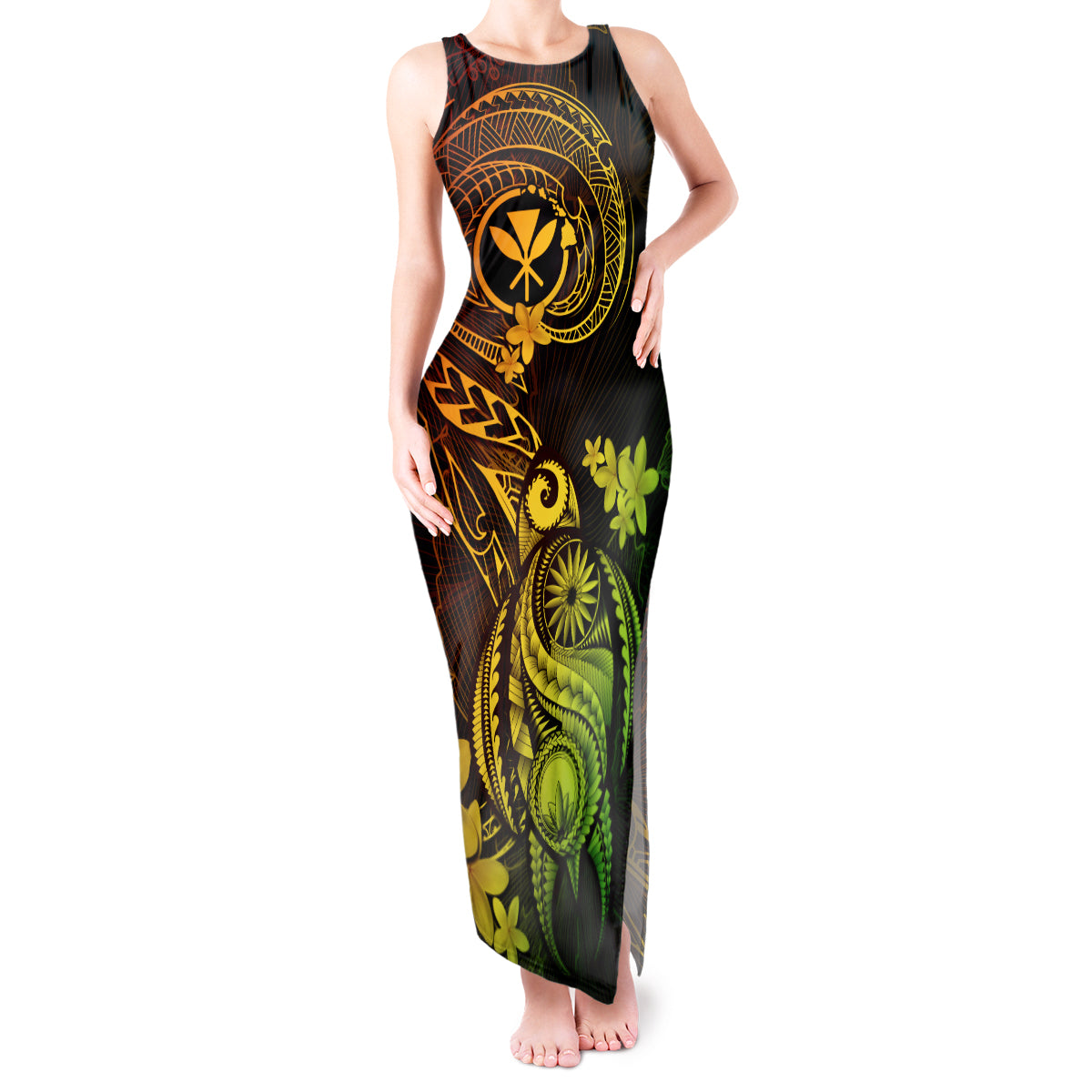 hawaii-tank-maxi-dress-turtle-mix-polynesian-plumeria-reggae-version