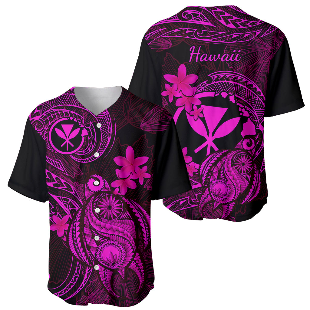 Hawaii Baseball Jersey Turtle Mix Polynesian Plumeria Pink Version LT14 - Polynesian Pride
