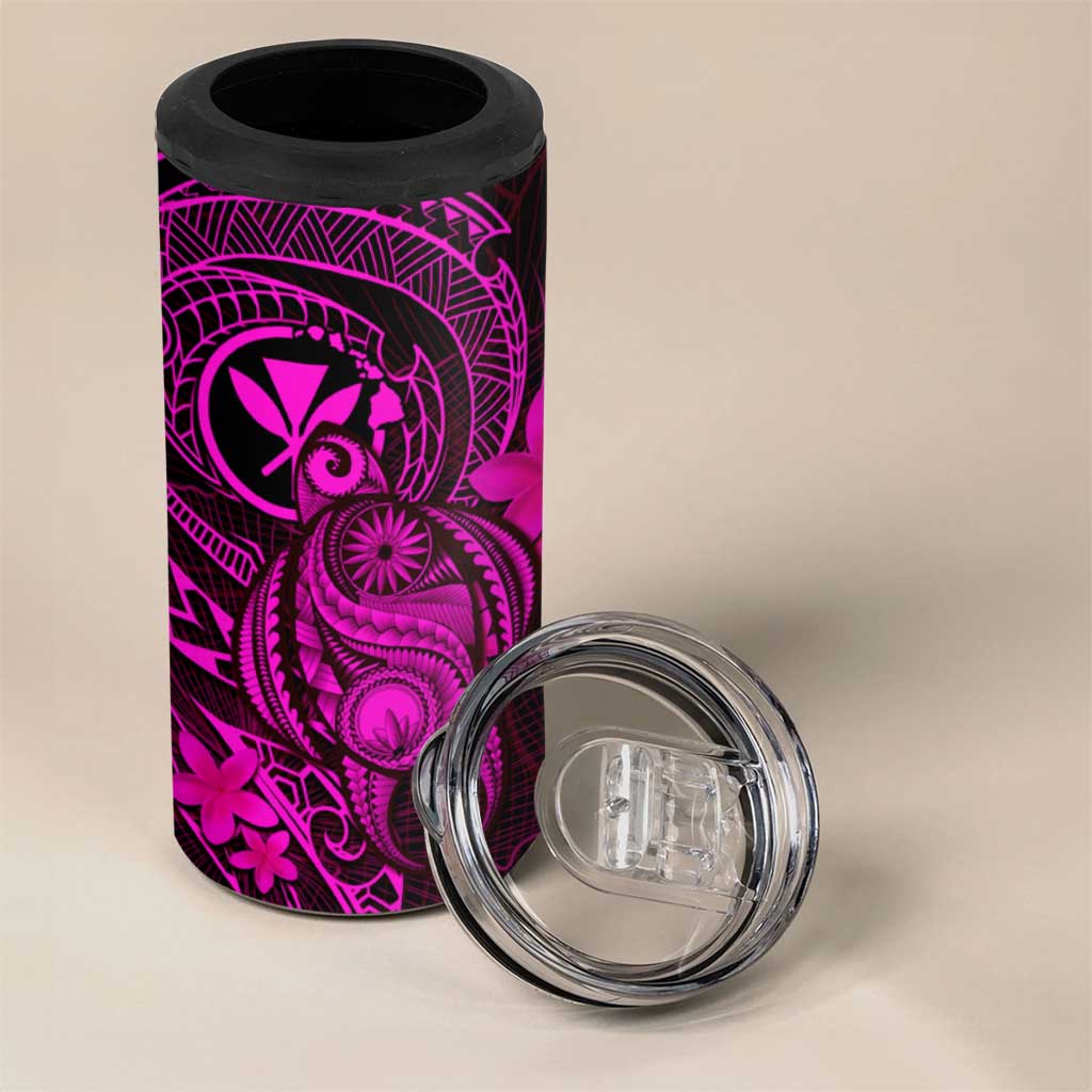Hawaii 4 in 1 Can Cooler Tumbler Turtle Mix Polynesian Plumeria Pink Version LT14 - Polynesian Pride