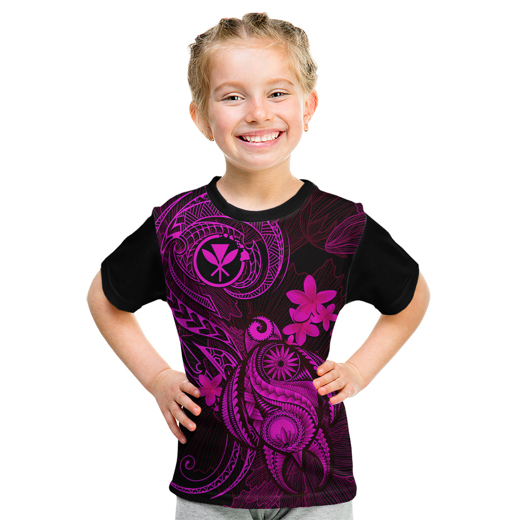 Hawaii Kid T Shirt Turtle Mix Polynesian Plumeria Pink Version LT14 Pink - Polynesian Pride