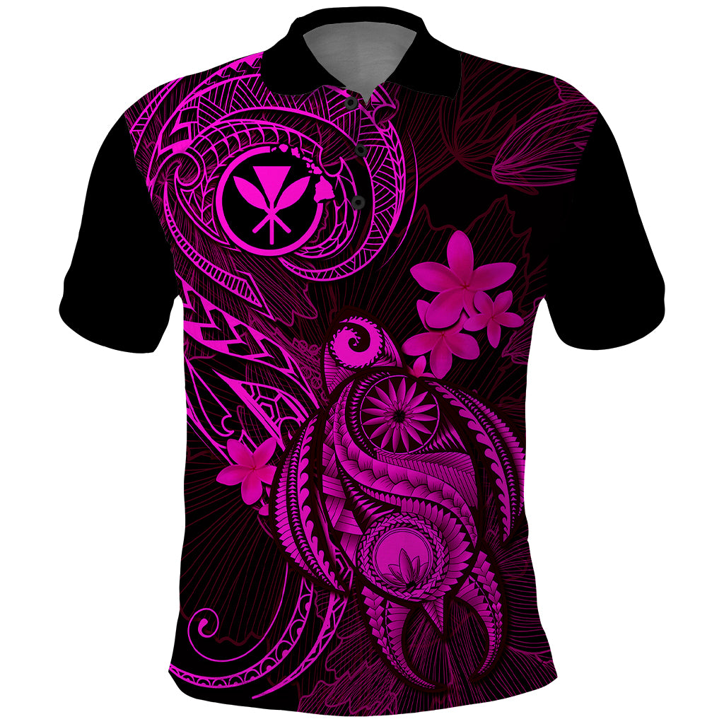 Hawaii Polo Shirt Turtle Mix Polynesian Plumeria Pink Version LT14 Pink - Polynesian Pride