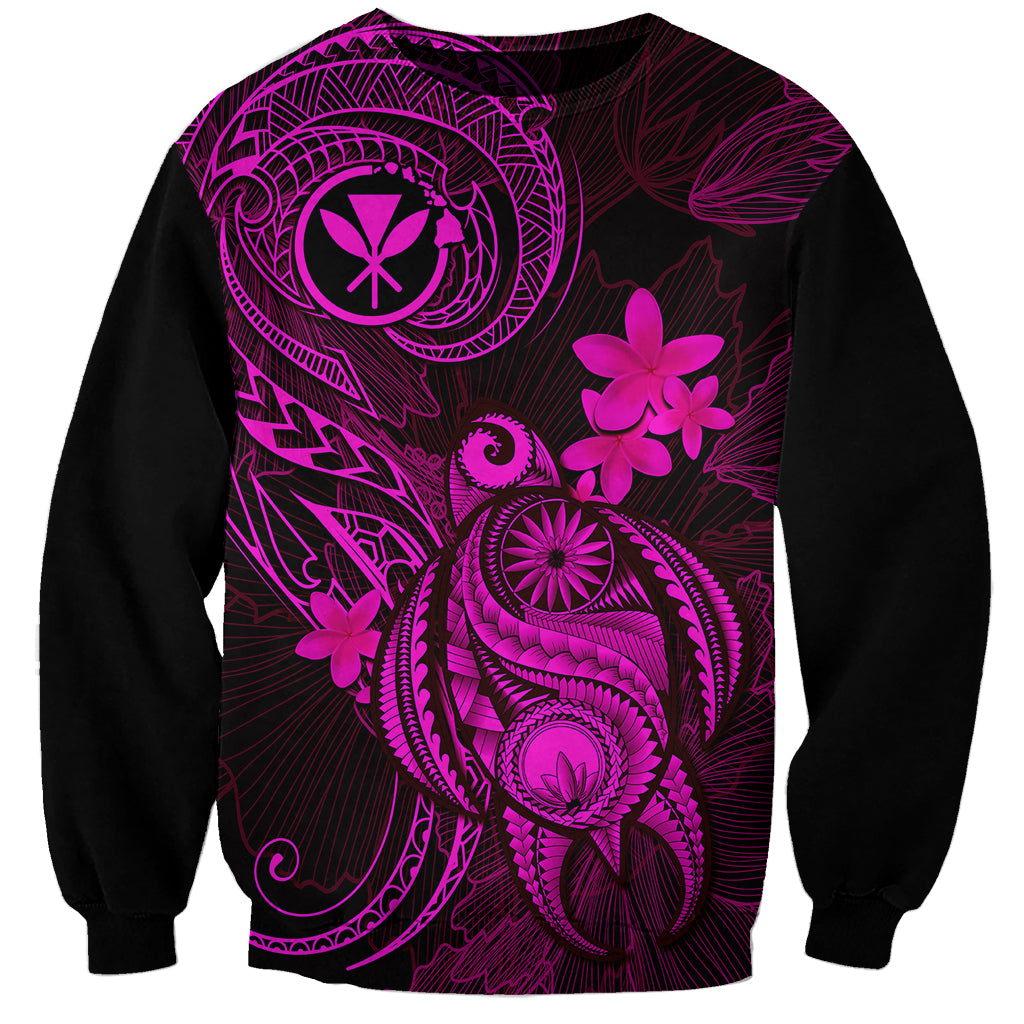 Hawaii Sweatshirt Turtle Mix Polynesian Plumeria Pink Version LT14 Unisex Pink - Polynesian Pride