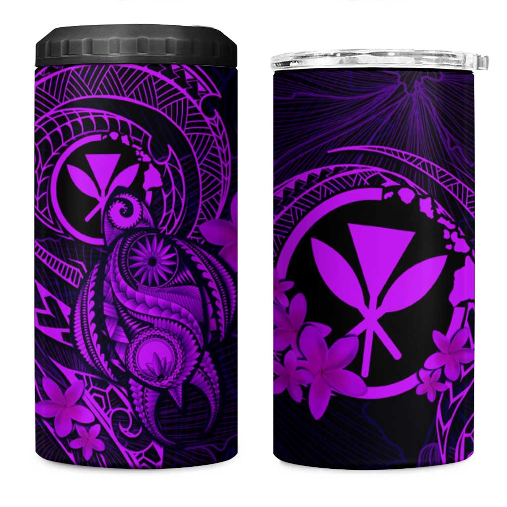 Hawaii 4 in 1 Can Cooler Tumbler Turtle Mix Polynesian Plumeria Purple Version LT14 One Size: 16 oz Purple - Polynesian Pride