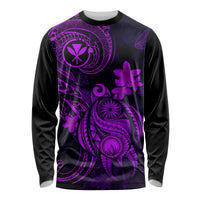 Hawaii Long Sleeve Shirt Turtle Mix Polynesian Plumeria Purple Version LT14 Unisex Purple - Polynesian Pride