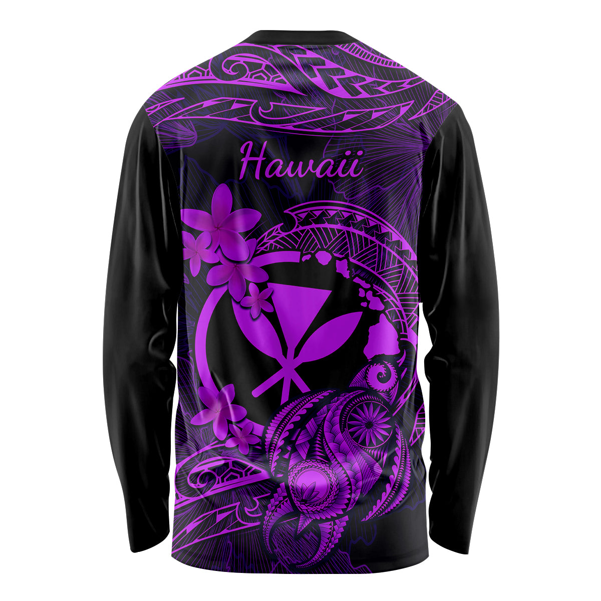 Hawaii Long Sleeve Shirt Turtle Mix Polynesian Plumeria Purple Version LT14 - Polynesian Pride
