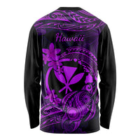 Hawaii Long Sleeve Shirt Turtle Mix Polynesian Plumeria Purple Version LT14 - Polynesian Pride