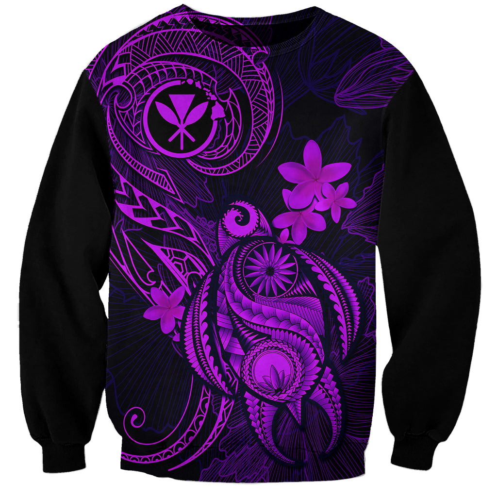 Hawaii Sweatshirt Turtle Mix Polynesian Plumeria Purple Version LT14 Unisex Purple - Polynesian Pride