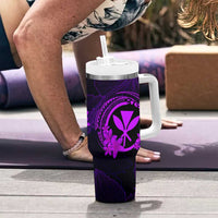 Hawaii Tumbler With Handle Turtle Mix Polynesian Plumeria Purple Version LT14 - Polynesian Pride