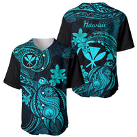 Hawaii Baseball Jersey Turtle Mix Polynesian Plumeria Turquoise Version LT14 - Polynesian Pride