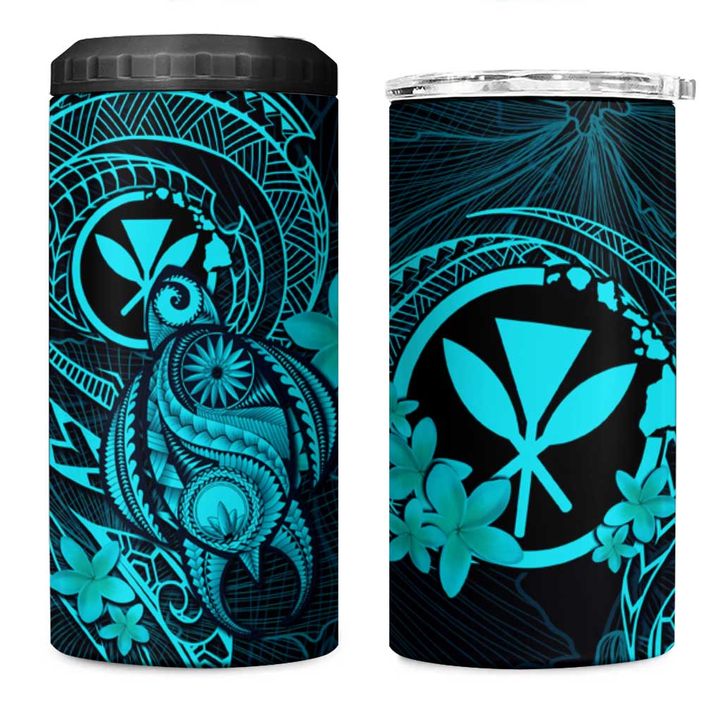 Hawaii 4 in 1 Can Cooler Tumbler Turtle Mix Polynesian Plumeria Turquoise Version LT14 One Size: 16 oz Turquoise - Polynesian Pride