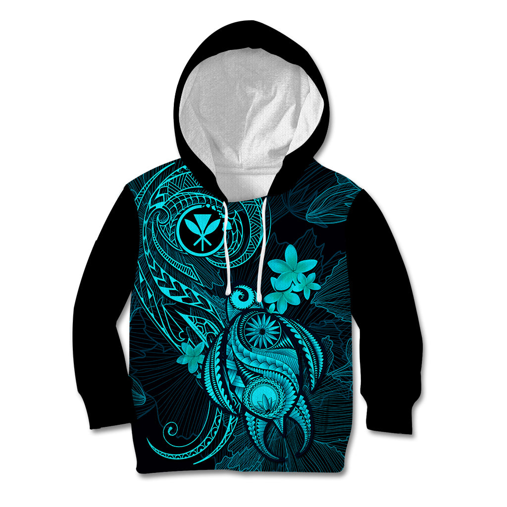 Hawaii Kid Hoodie Turtle Mix Polynesian Plumeria Turquoise Version LT14 Turquoise - Polynesian Pride
