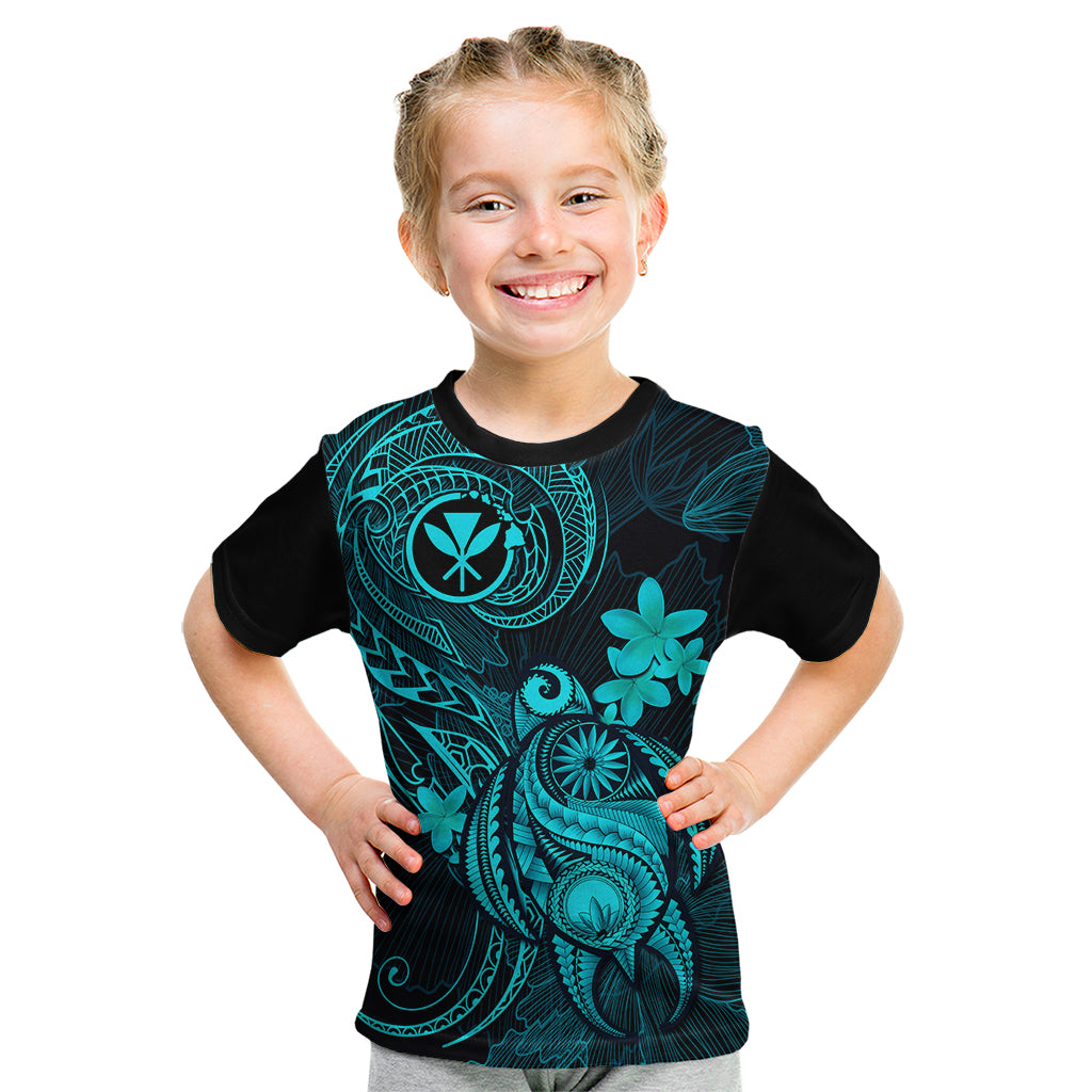Hawaii Kid T Shirt Turtle Mix Polynesian Plumeria Turquoise Version LT14 Turquoise - Polynesian Pride