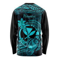 Hawaii Long Sleeve Shirt Turtle Mix Polynesian Plumeria Turquoise Version LT14 - Polynesian Pride
