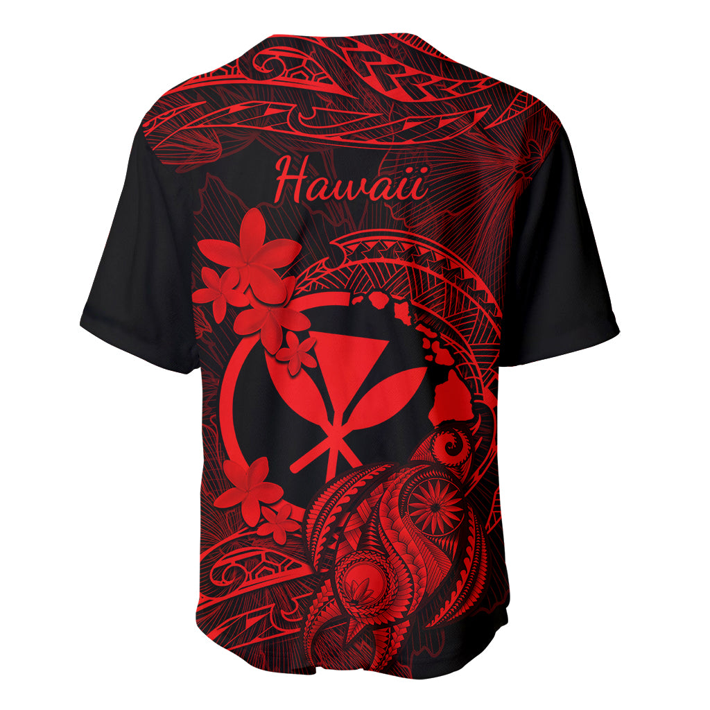 Hawaii Baseball Jersey Turtle Mix Polynesian Plumeria Red Version LT14 - Polynesian Pride