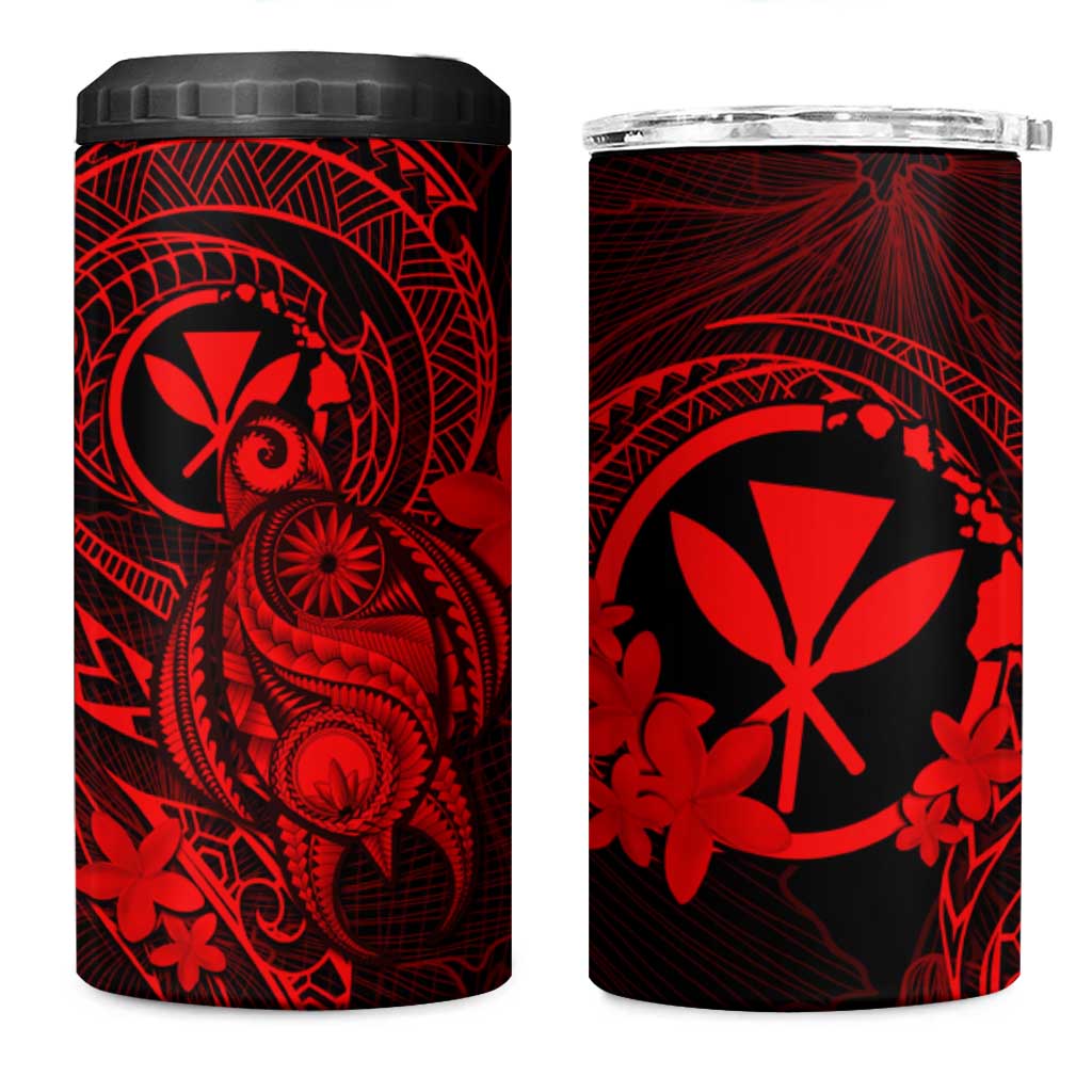 Hawaii 4 in 1 Can Cooler Tumbler Turtle Mix Polynesian Plumeria Red Version LT14 One Size: 16 oz Red - Polynesian Pride