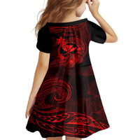 Hawaii Kid Short Sleeve Dress Turtle Mix Polynesian Plumeria Red Version LT14 - Polynesian Pride