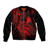 Hawaii Sleeve Zip Bomber Jacket Turtle Mix Polynesian Plumeria Red Version LT14 Unisex Red - Polynesian Pride