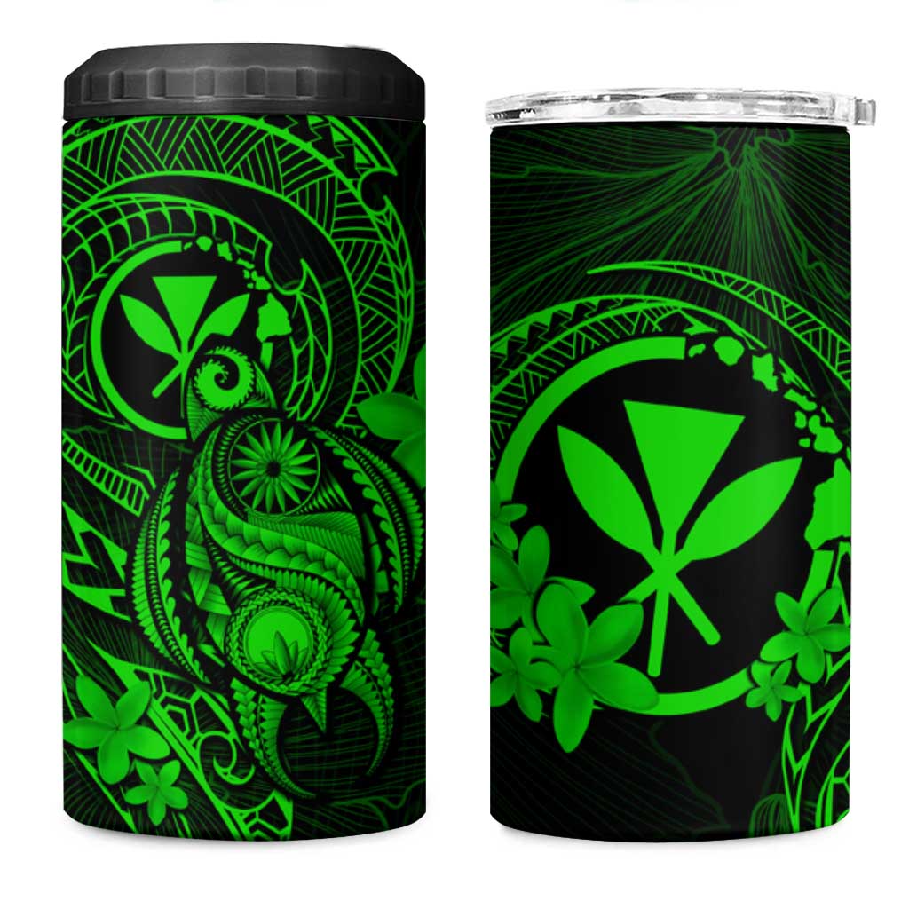 Hawaii 4 in 1 Can Cooler Tumbler Turtle Mix Polynesian Plumeria Green Version LT14 One Size: 16 oz Green - Polynesian Pride