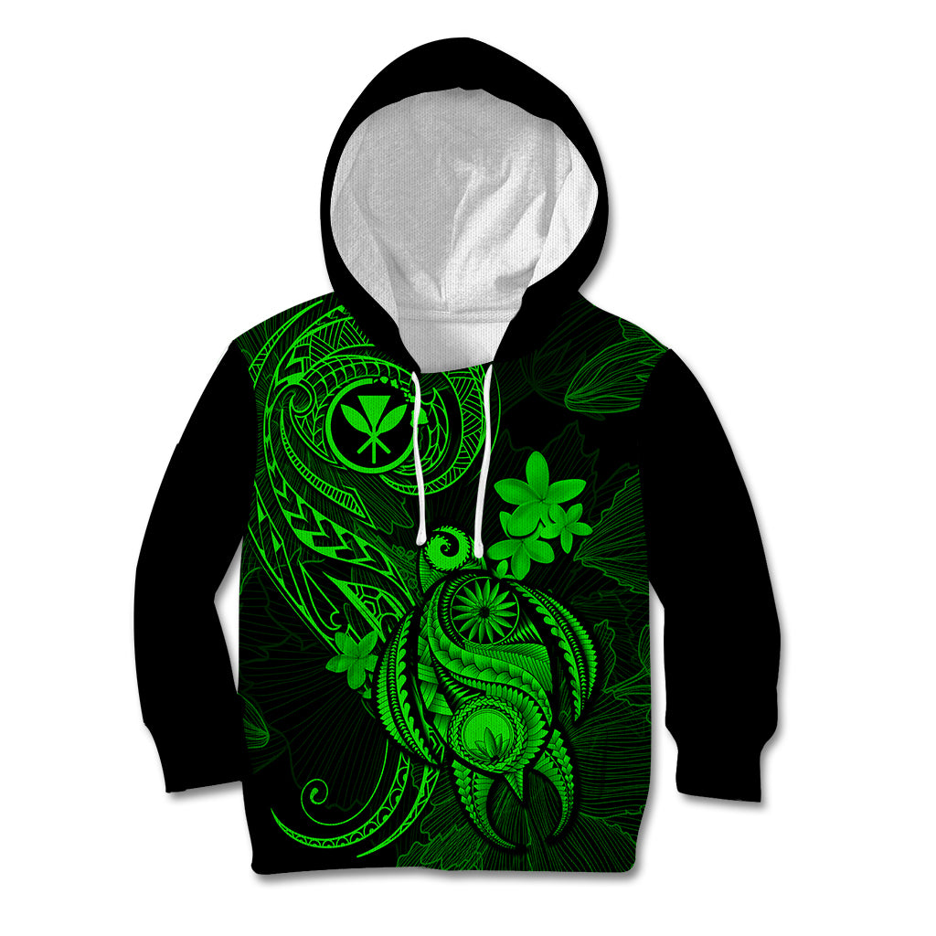 Hawaii Kid Hoodie Turtle Mix Polynesian Plumeria Green Version LT14 Green - Polynesian Pride