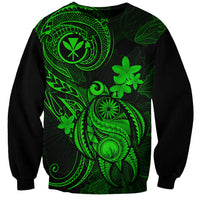 Hawaii Sweatshirt Turtle Mix Polynesian Plumeria Green Version LT14 Unisex Green - Polynesian Pride