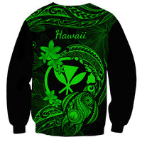 Hawaii Sweatshirt Turtle Mix Polynesian Plumeria Green Version LT14 - Polynesian Pride