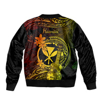 Hawaii Bomber Jacket Ukulele Mix Polynesian Plumeria Reggae Version LT14 - Polynesian Pride