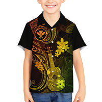 Hawaii Kid Hawaiian Shirt Ukulele Mix Polynesian Plumeria Reggae Version LT14 - Polynesian Pride