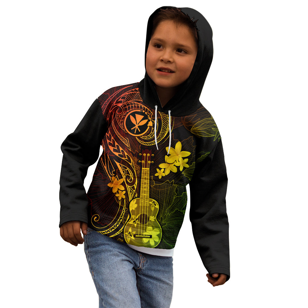 Hawaii Kid Hoodie Ukulele Mix Polynesian Plumeria Reggae Version LT14 - Polynesian Pride