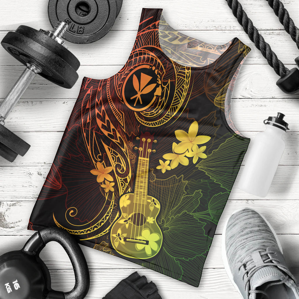 Hawaii Men Tank Top Ukulele Mix Polynesian Plumeria Reggae Version LT14 Reggae - Polynesian Pride