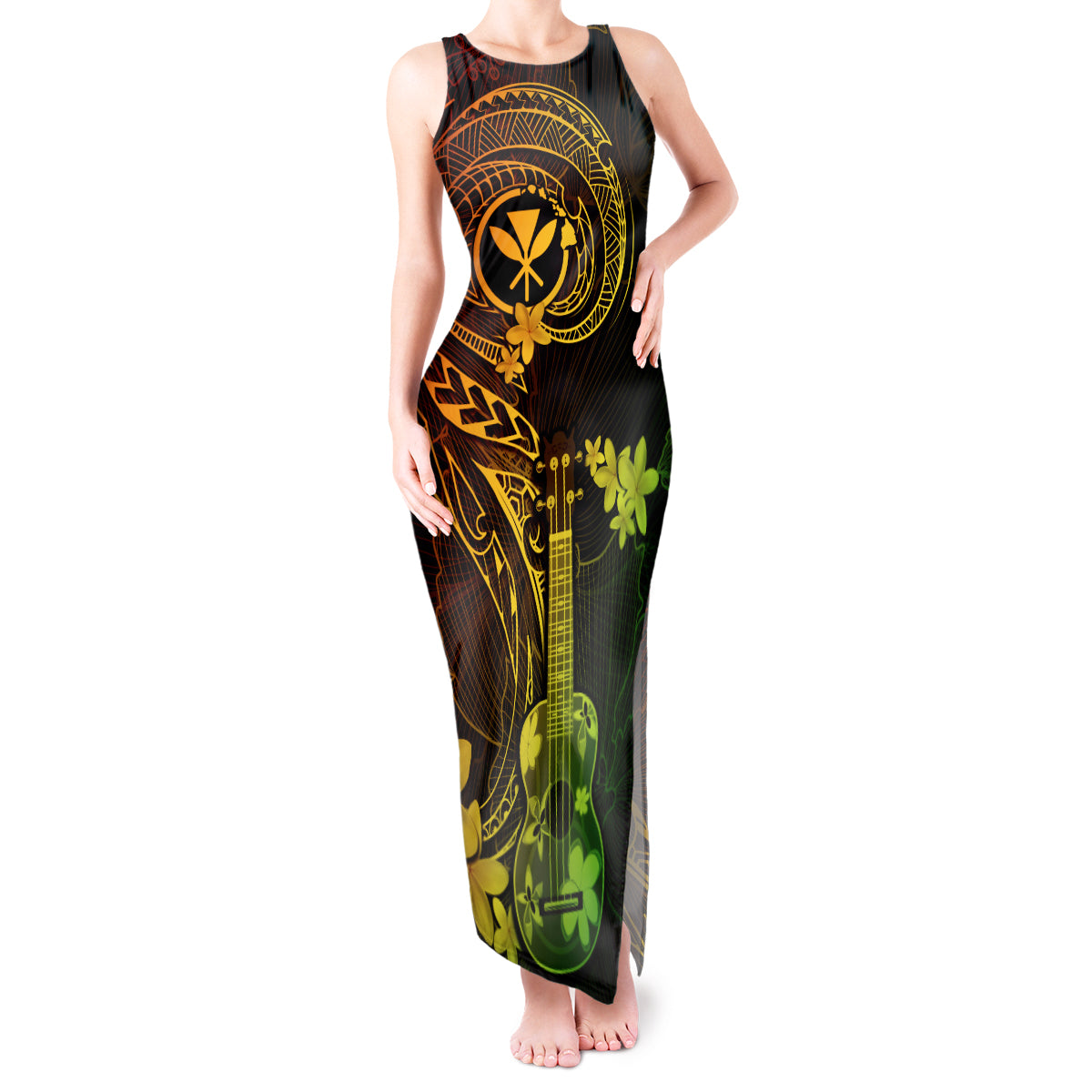 hawaii-tank-maxi-dress-ukulele-mix-polynesian-plumeria-reggae-version