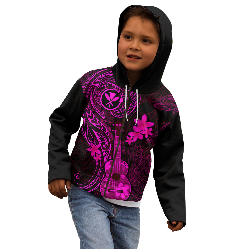 Hawaii Kid Hoodie Ukulele Mix Polynesian Plumeria Pink Version LT14 - Polynesian Pride