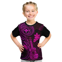 Hawaii Kid T Shirt Ukulele Mix Polynesian Plumeria Pink Version LT14 Pink - Polynesian Pride