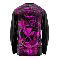 Hawaii Long Sleeve Shirt Ukulele Mix Polynesian Plumeria Pink Version LT14 - Polynesian Pride